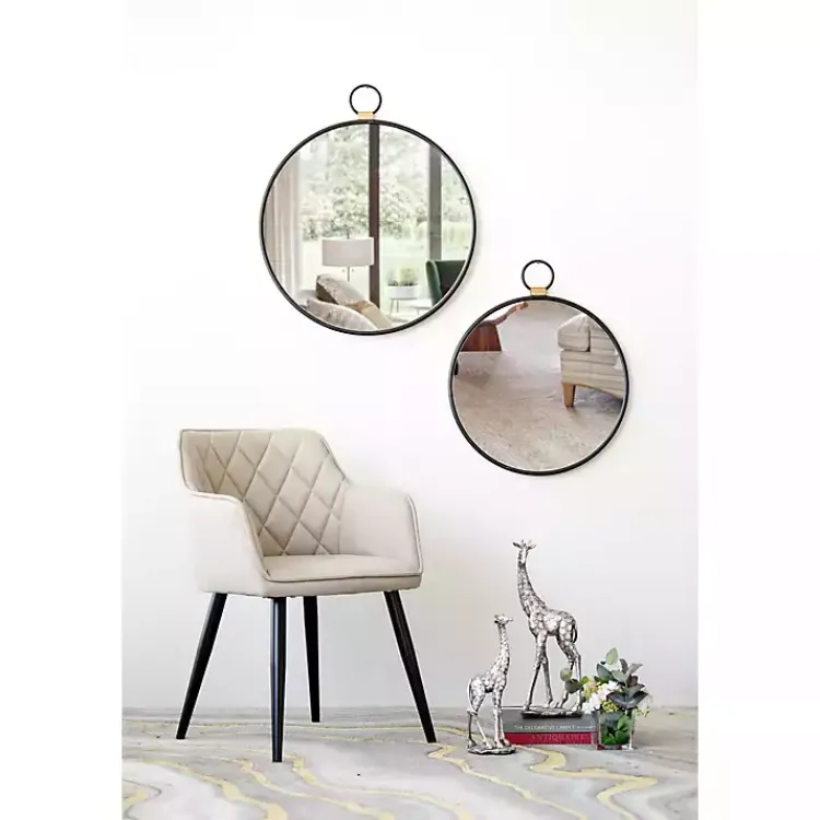 Decorative Mirrors-Kirklands Home Black Metal Frame Round Loop Wall Mirror