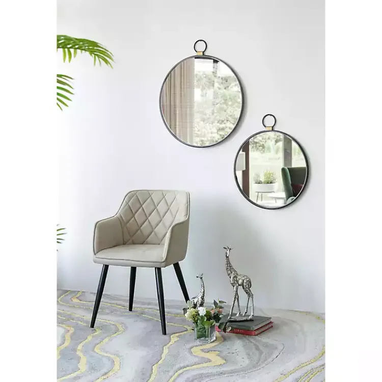 Decorative Mirrors-Kirklands Home Black Metal Frame Round Loop Wall Mirror