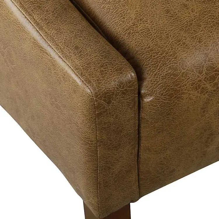 Accent Chairs-Kirklands Home Vintage Faux Leather Swoop Accent Chair Brown