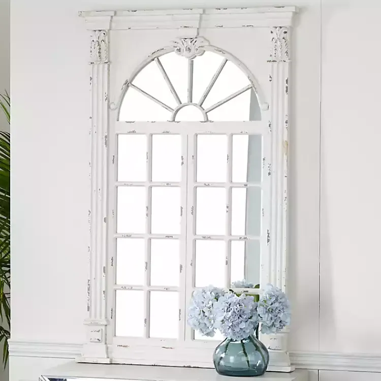 Decorative Mirrors-Kirklands Home Ivory Window Frame Beveled Mirror