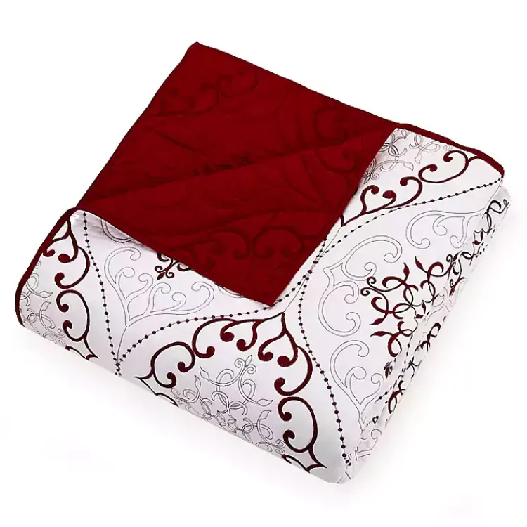 Quilts-Kirklands Home White and Red Pattern 3-pc. King Quilt Set