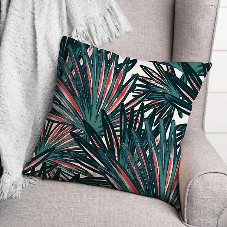 Outdoor Cushions & Pillows-Kirklands Home Tropical Leaves Outdoor Pillow