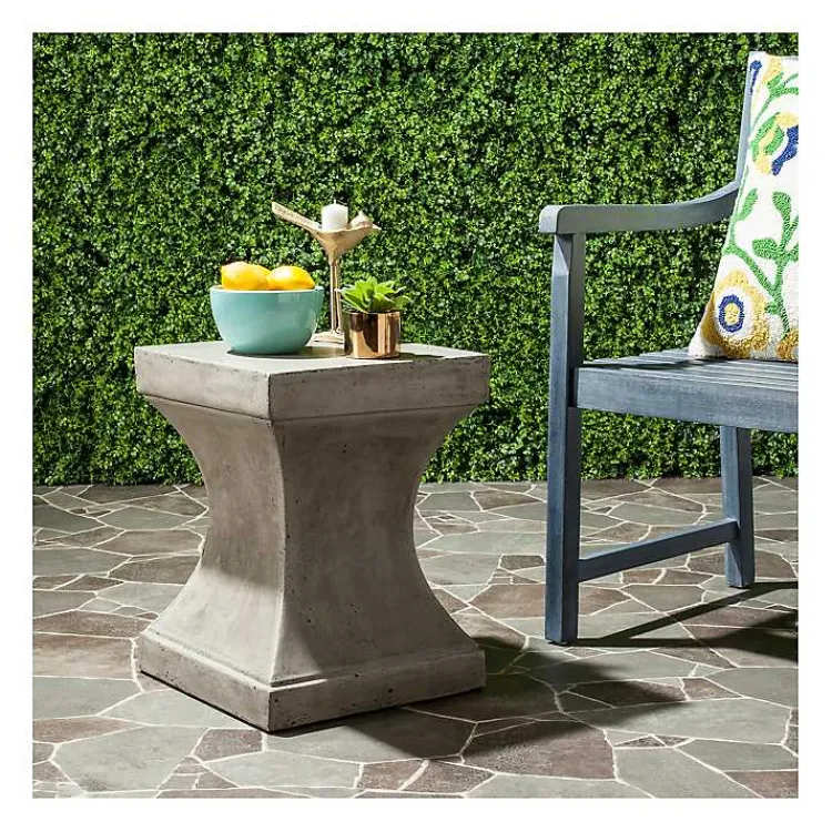 Outdoor Tables-Kirklands Home Dark Concrete Pedestal Accent Table Gray