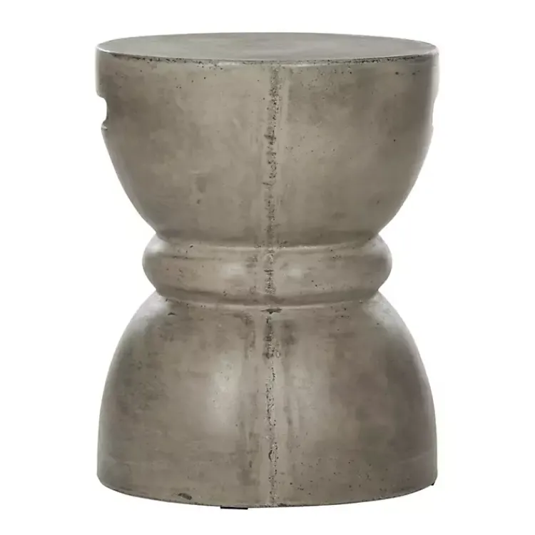 Outdoor Tables-Kirklands Home Dark Drum Accent Table with Handles Gray