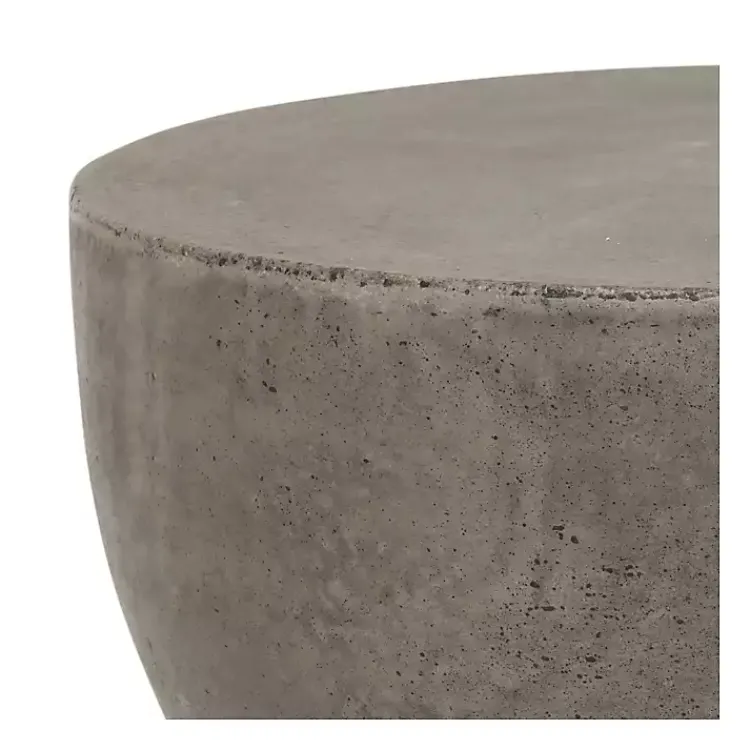 Outdoor Tables-Kirklands Home Dark Drum Accent Table with Handles Gray