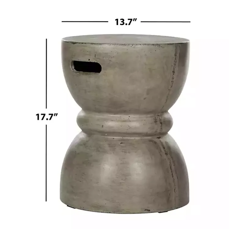 Outdoor Tables-Kirklands Home Dark Drum Accent Table with Handles Gray