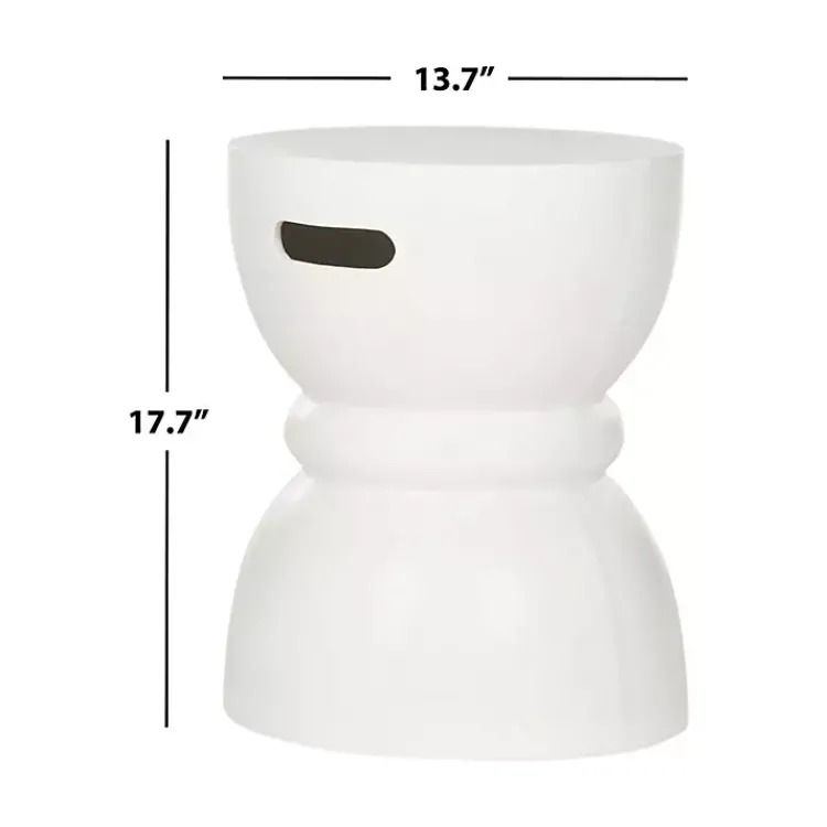 Outdoor Tables-Kirklands Home Drum Accent Table with Handles Ivory