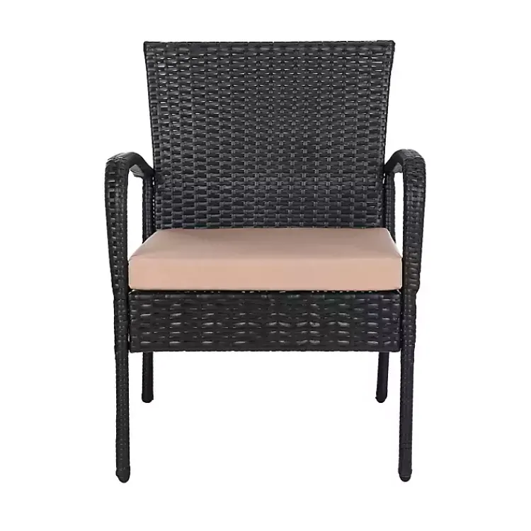 Outdoor Sets-Kirklands Home Wicker 3-pc. Patio Set with Beige Cushions Black