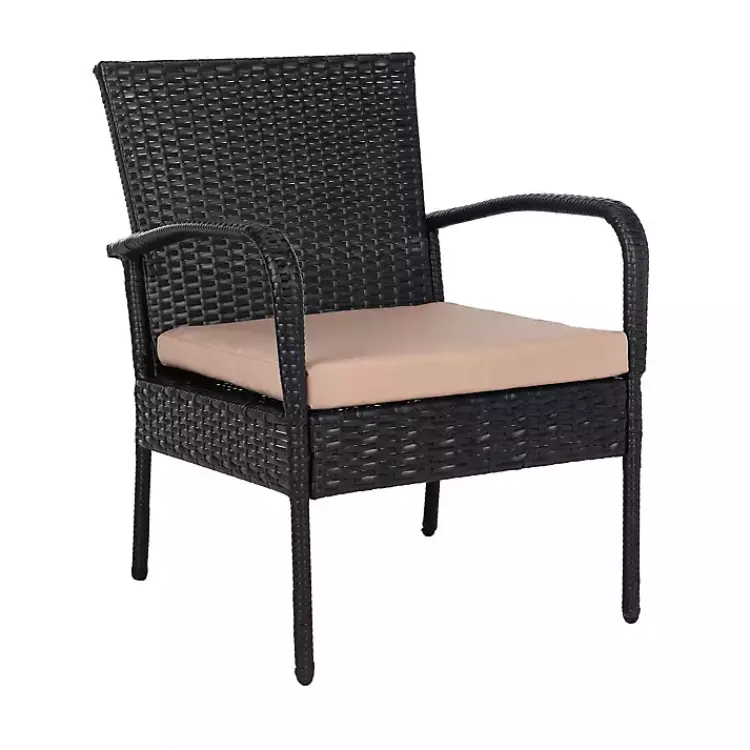 Outdoor Sets-Kirklands Home Wicker 3-pc. Patio Set with Beige Cushions Black