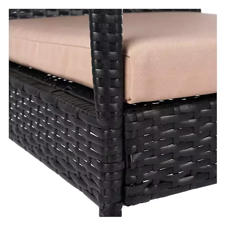 Outdoor Sets-Kirklands Home Wicker 3-pc. Patio Set with Beige Cushions Black