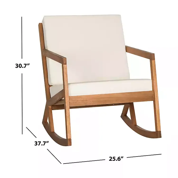 Outdoor Seating-Kirklands Home Eucalyptus Wood with Beige Cushion Rocking Chair Ivory