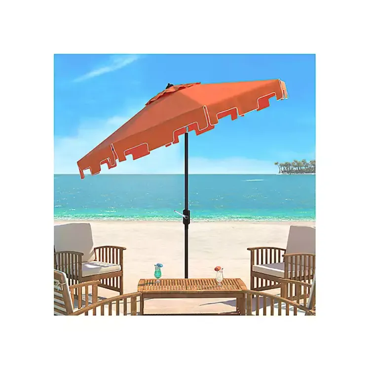 Outdoor Accent Furniture-Kirklands Home Tilt Crank 9 ft. Outdoor Metal Umbrella Orange