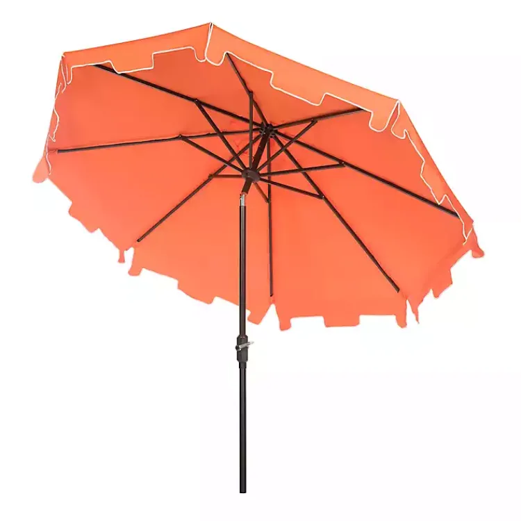 Outdoor Accent Furniture-Kirklands Home Tilt Crank 9 ft. Outdoor Metal Umbrella Orange