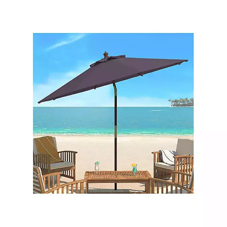 Outdoor Accent Furniture-Kirklands Home 9 ft. Eucalyptus Outdoor Umbrella Gray