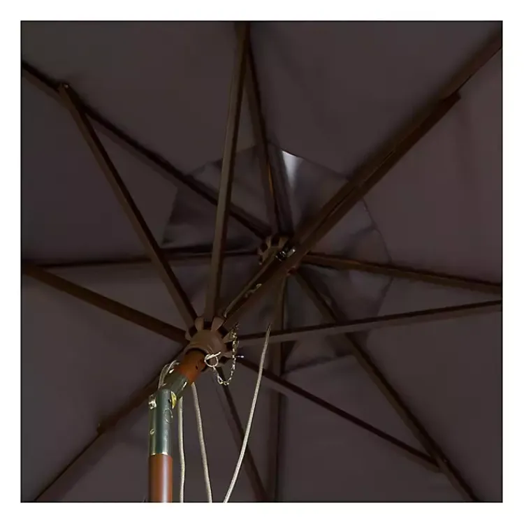 Outdoor Accent Furniture-Kirklands Home 9 ft. Eucalyptus Outdoor Umbrella Gray