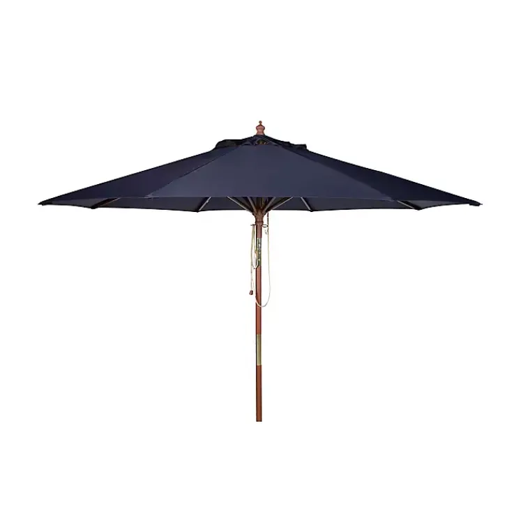 Outdoor Accent Furniture-Kirklands Home Navy 9 ft. Eucalyptus Outdoor Umbrella Blue