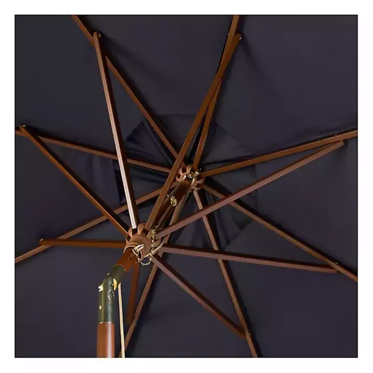 Outdoor Accent Furniture-Kirklands Home Navy 9 ft. Eucalyptus Outdoor Umbrella Blue