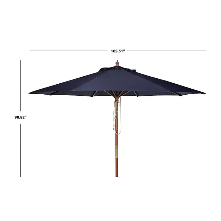 Outdoor Accent Furniture-Kirklands Home Navy 9 ft. Eucalyptus Outdoor Umbrella Blue