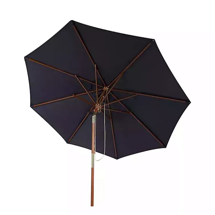 Outdoor Accent Furniture-Kirklands Home Navy 9 ft. Eucalyptus Outdoor Umbrella Blue