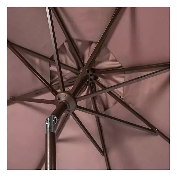 Outdoor Accent Furniture-Kirklands Home Taupe Scallop Tilt Crank 9 ft. Outdoor Umbrella Gray