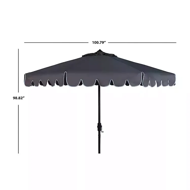 Outdoor Accent Furniture-Kirklands Home Taupe Scallop Tilt Crank 9 ft. Outdoor Umbrella Gray