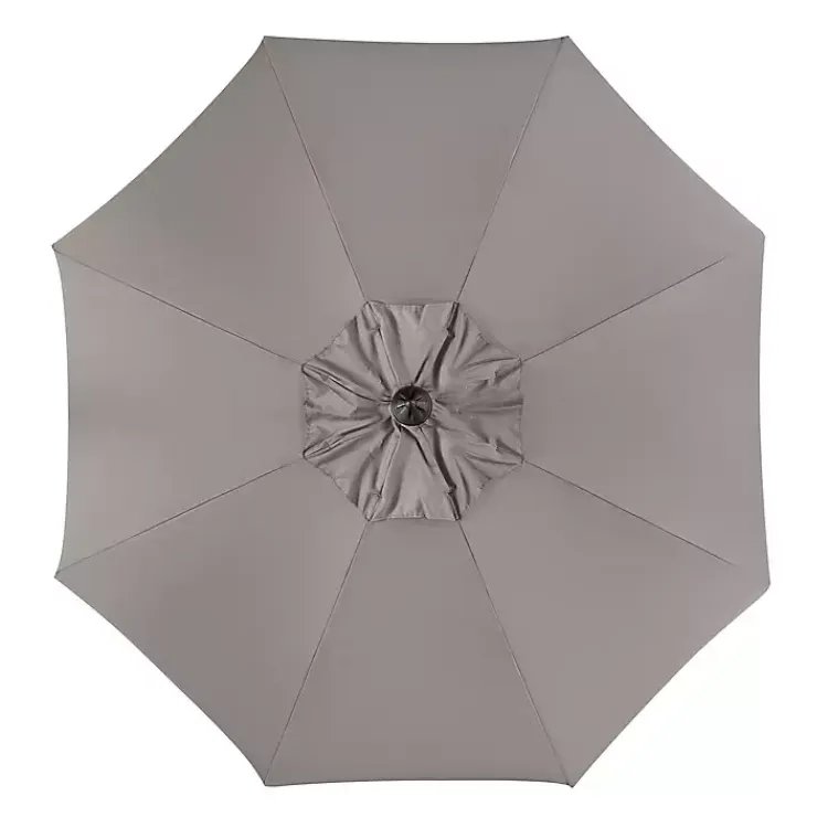 Outdoor Accent Furniture-Kirklands Home Taupe Scallop Tilt Crank 9 ft. Outdoor Umbrella Gray