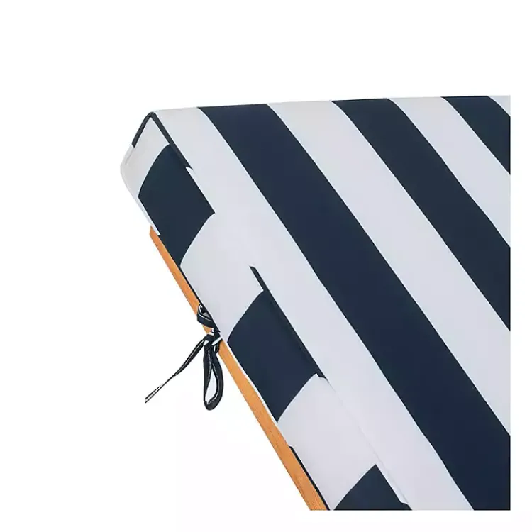 Outdoor Seating-Kirklands Home Natural Wood Chaise with Table and Striped Cushion