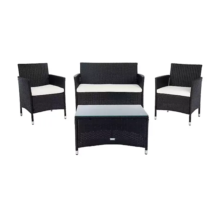 Outdoor Sets-Kirklands Home Black Box Wicker 4-pc. Outdoor Living Set