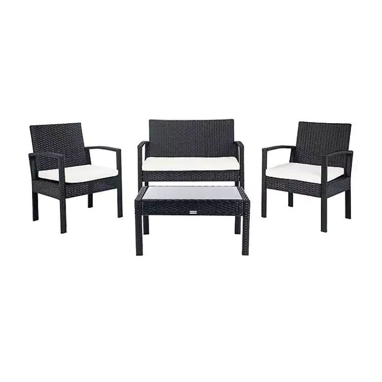 Outdoor Sets-Kirklands Home Black Wicker Frame 4-pc. Outdoor Living Set