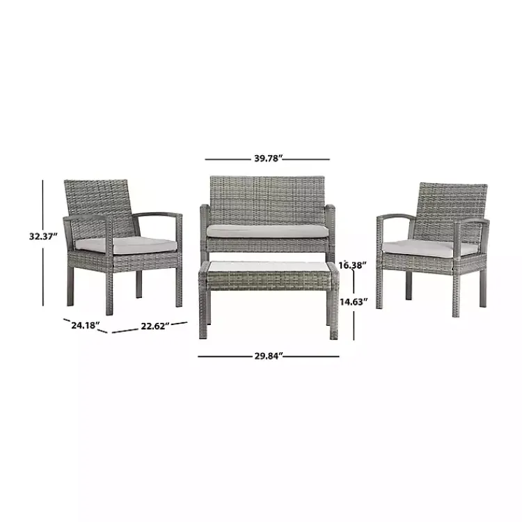 Outdoor Sets-Kirklands Home Wicker Frame 4-pc. Outdoor Living Set Gray