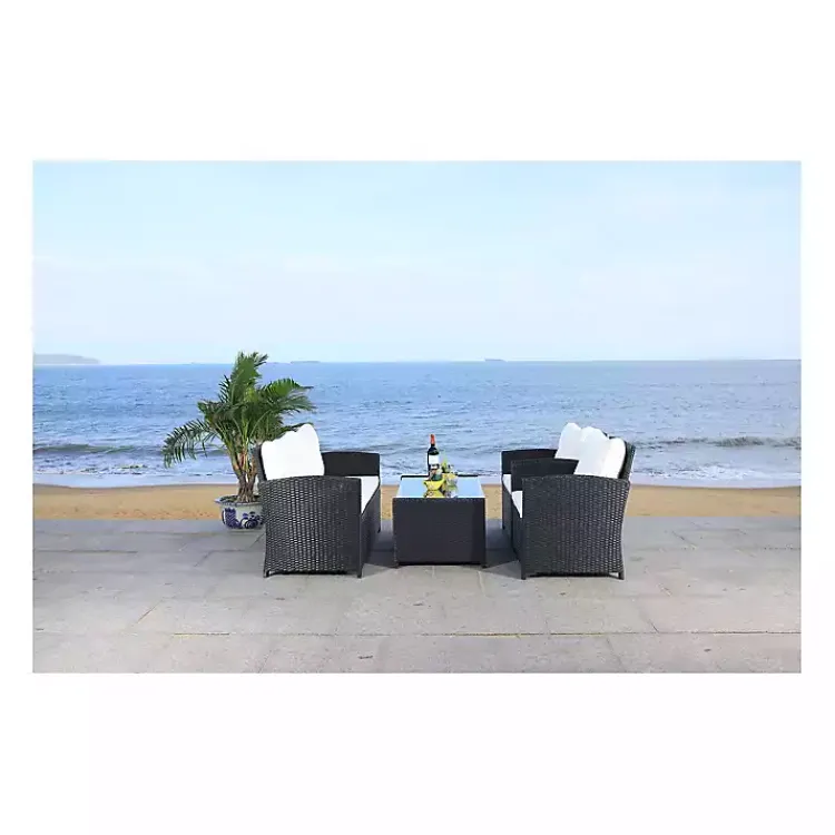 Outdoor Sets-Kirklands Home Black Wicker 4-pc. Deluxe Outdoor Living Set