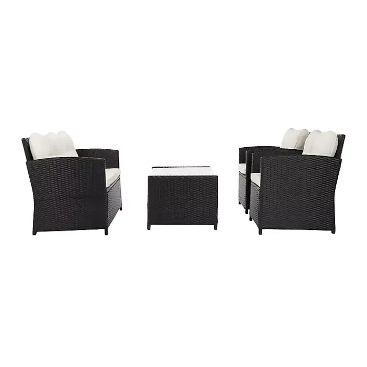 Outdoor Sets-Kirklands Home Black Wicker 4-pc. Deluxe Outdoor Living Set