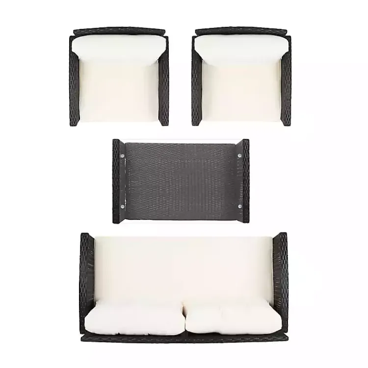 Outdoor Sets-Kirklands Home Black Wicker 4-pc. Deluxe Outdoor Living Set