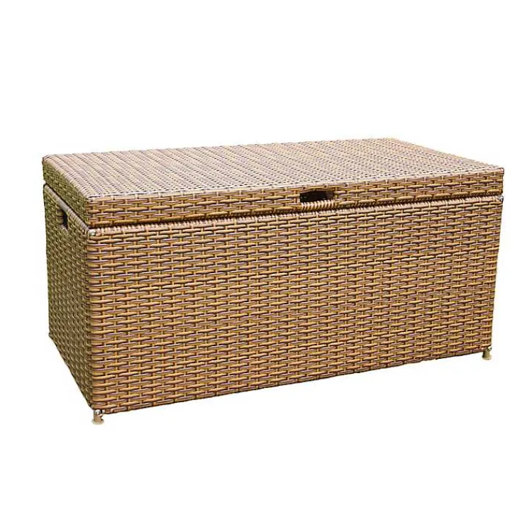 Outdoor Accent Furniture-Kirklands Home Honey Wicker Outdoor Storage Box Brown