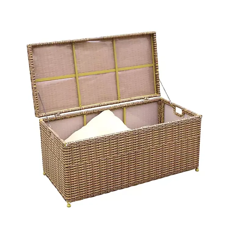 Outdoor Accent Furniture-Kirklands Home Honey Wicker Outdoor Storage Box Brown