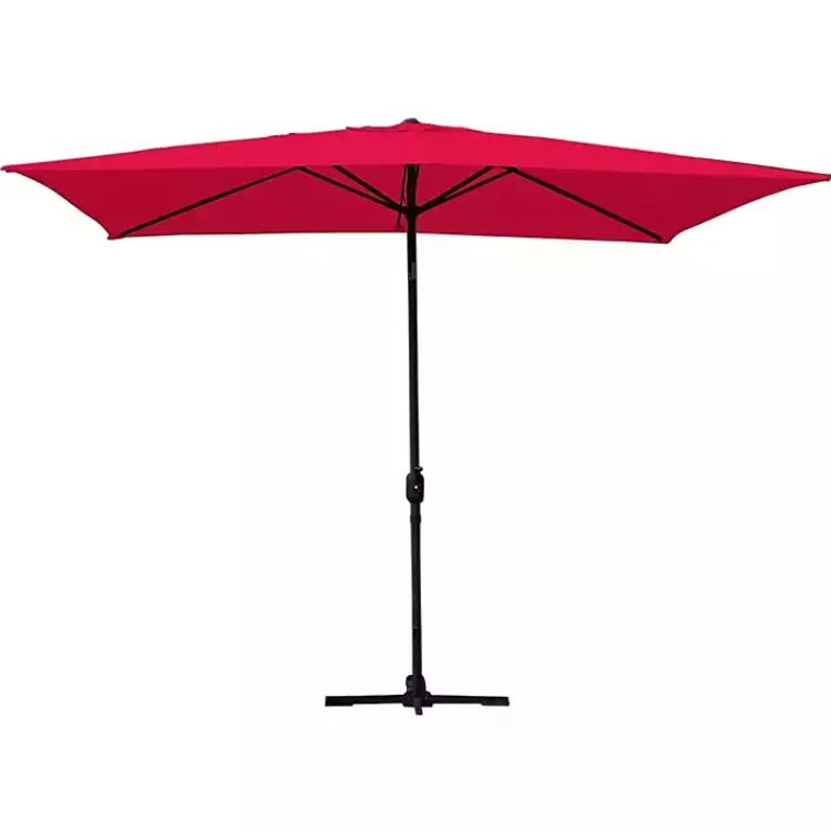 Outdoor Accent Furniture-Kirklands Home Red & Black 10 ft. Hand Crank Tilt Umbrella