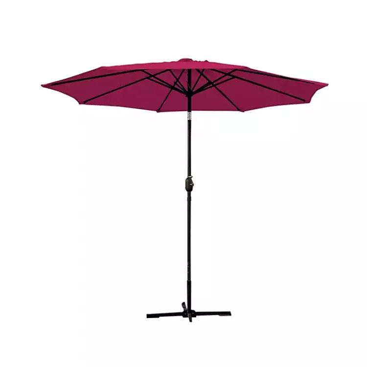 Outdoor Accent Furniture-Kirklands Home Burgundy 9 ft. Hand Crank Tilt Umbrella Red