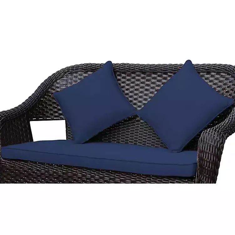 Outdoor Cushions & Pillows-Kirklands Home Navy Pillow and Loveseat Cushions, Set of 3 Blue