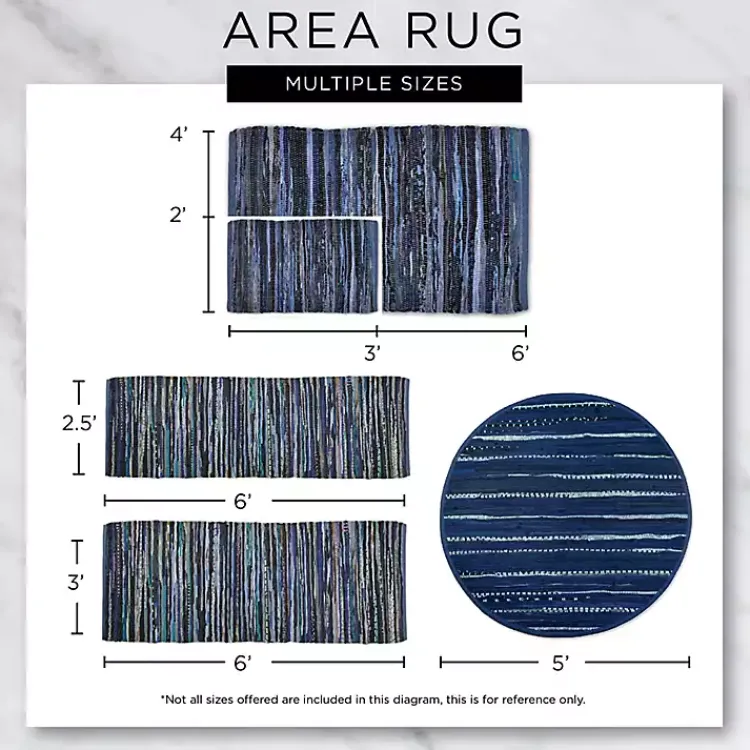 Accent Rugs-Kirklands Home French Recycled Cotton Accent Rug, 2x3 Blue