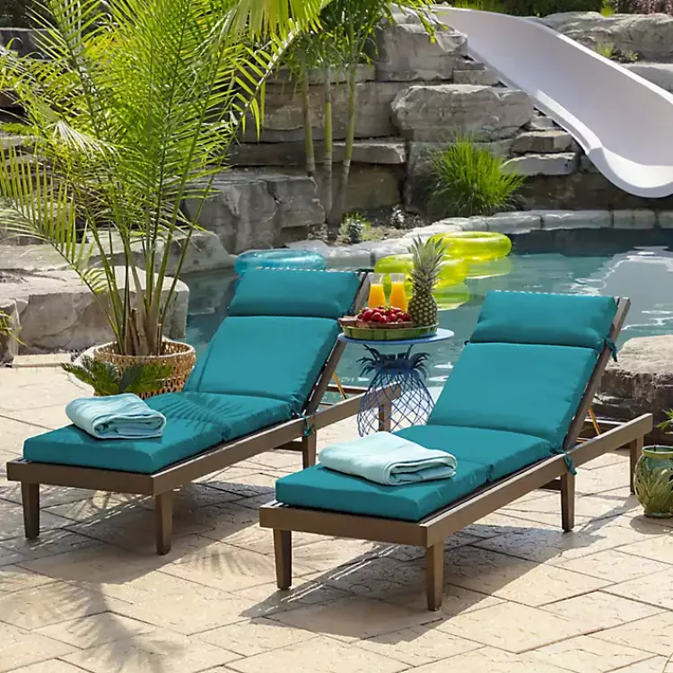 Outdoor Cushions & Pillows-Kirklands Home Lake Leala Outdoor Chaise Cushion Blue