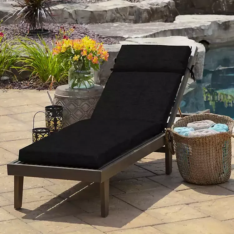 Outdoor Cushions & Pillows-Kirklands Home Leala Outdoor Chaise Cushion Black