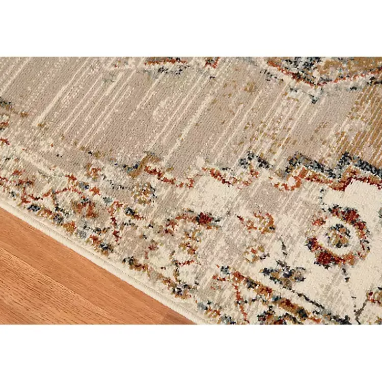 Area Rugs-Kirklands Home Beige and Gold Medallion Area Rug, 5x7