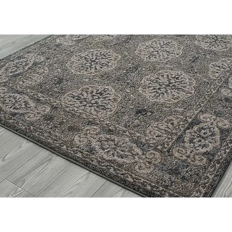 Area Rugs-Kirklands Home Bordered Pattern Area Rug, 4x6 Brown