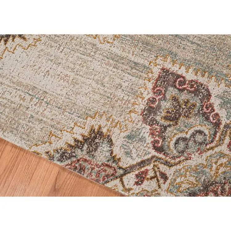 Area Rugs-Kirklands Home Beige Vintage Medallion Round Area Rug, 6 ft. Brown