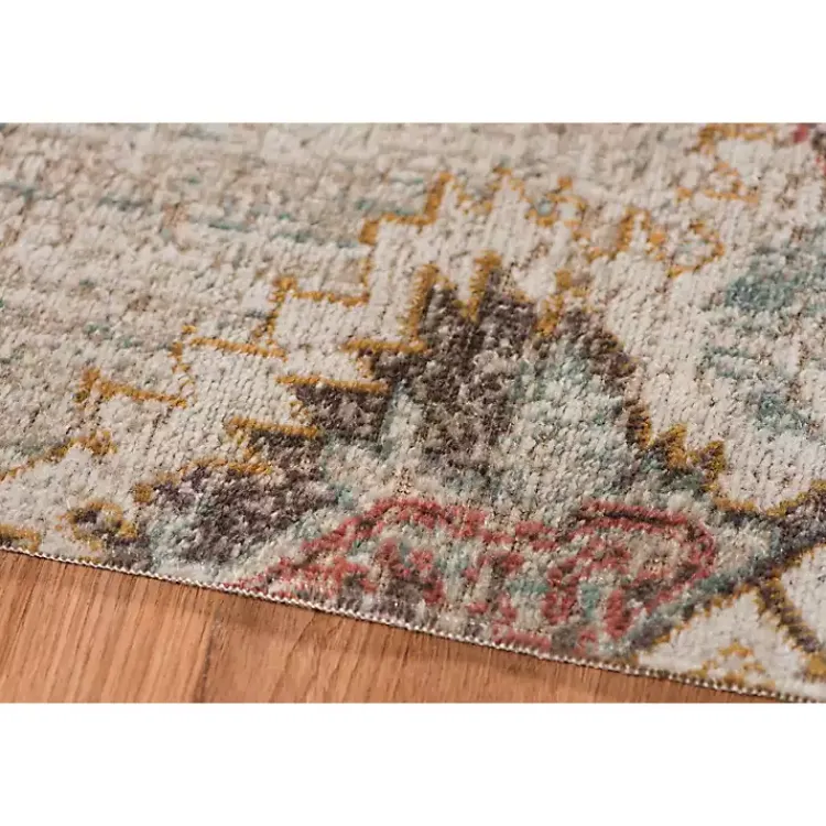 Area Rugs-Kirklands Home Beige Vintage Medallion Round Area Rug, 6 ft. Brown