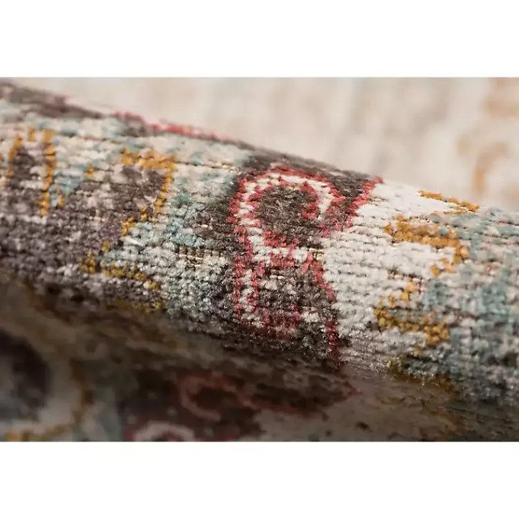 Area Rugs-Kirklands Home Beige Vintage Medallion Round Area Rug, 6 ft. Brown