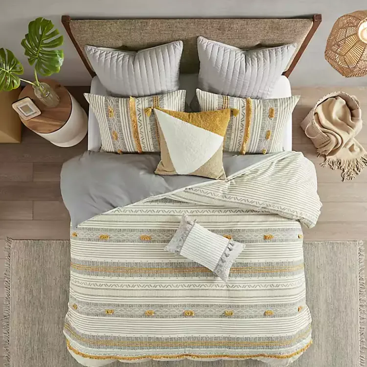 Comforters-Kirklands Home Yellow Striped 3-pc. Full/Queen Comforter Set