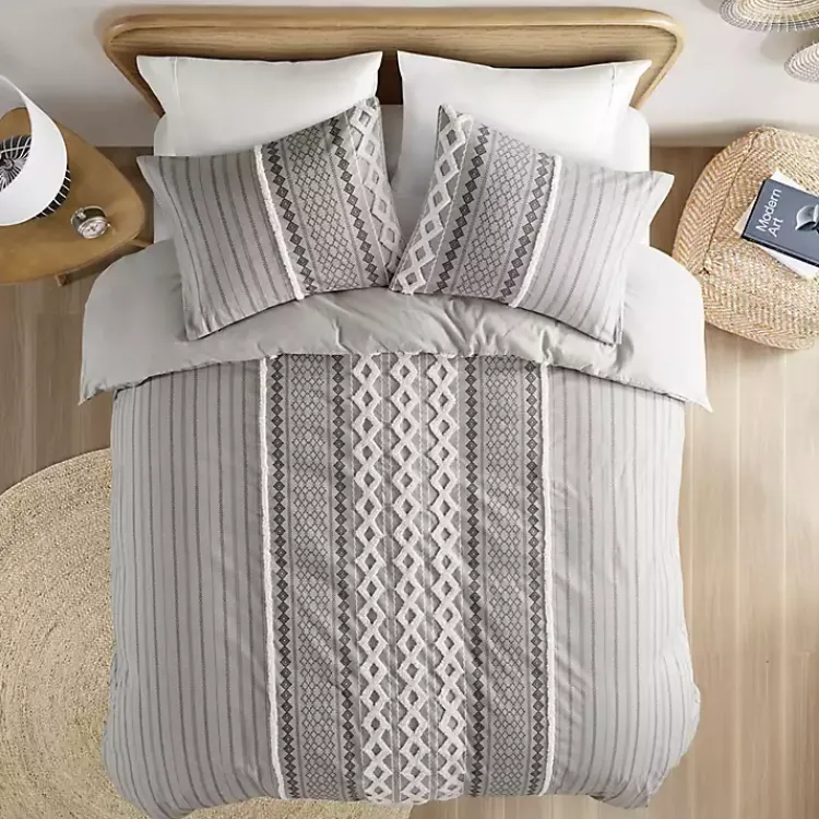 Comforters-Kirklands Home Gray Chenille Tufted California King Comforter Set