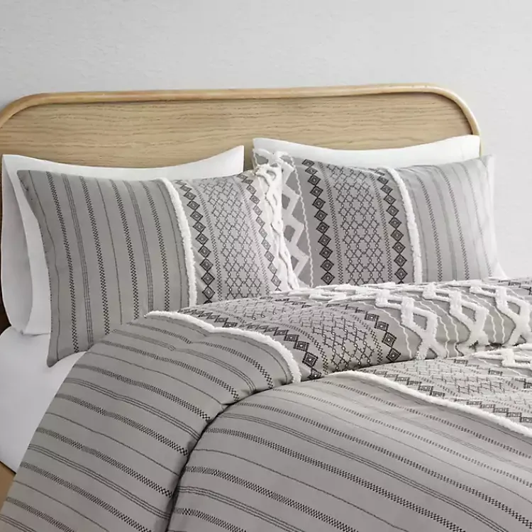 Comforters-Kirklands Home Gray Chenille Tufted California King Comforter Set