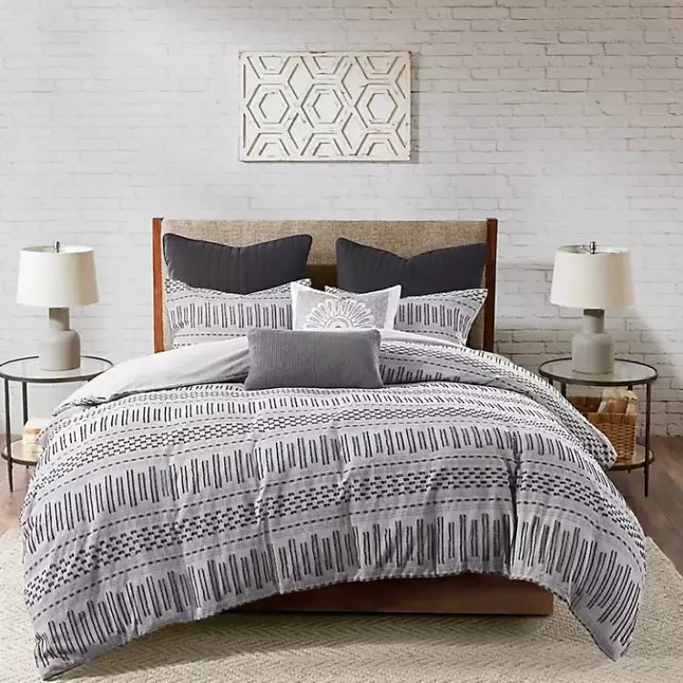 Comforters-Kirklands Home Woven Jacquard California King Comforter Set Gray
